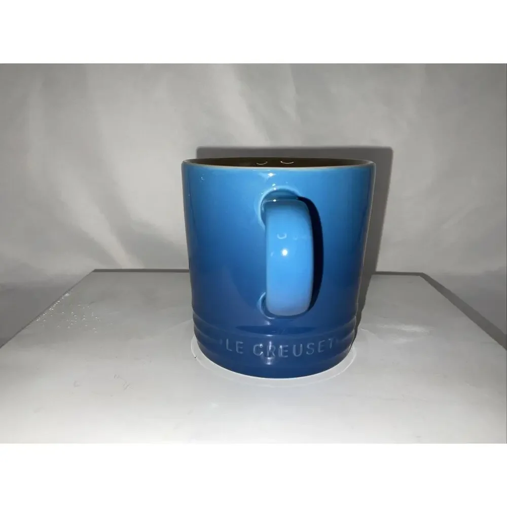 NEW LE CREUSET MARSEILLES BLUE STONEWARE COFFEE MUG CUP 12 Oz. - Picture 4 of 6
